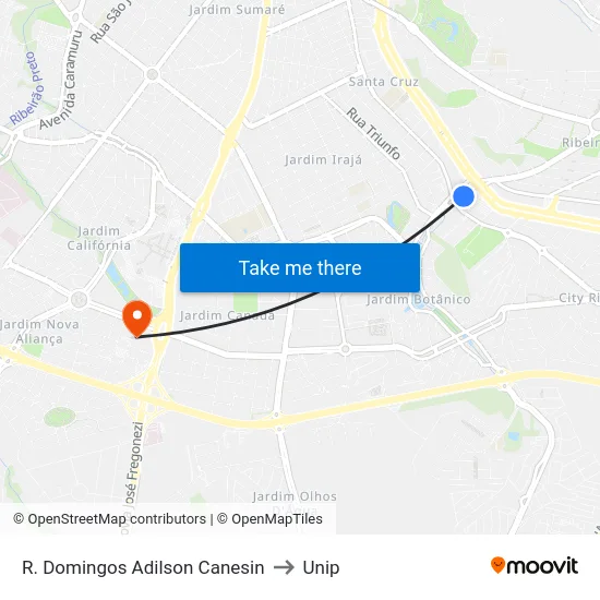 R. Domingos Adilson Canesin to Unip map
