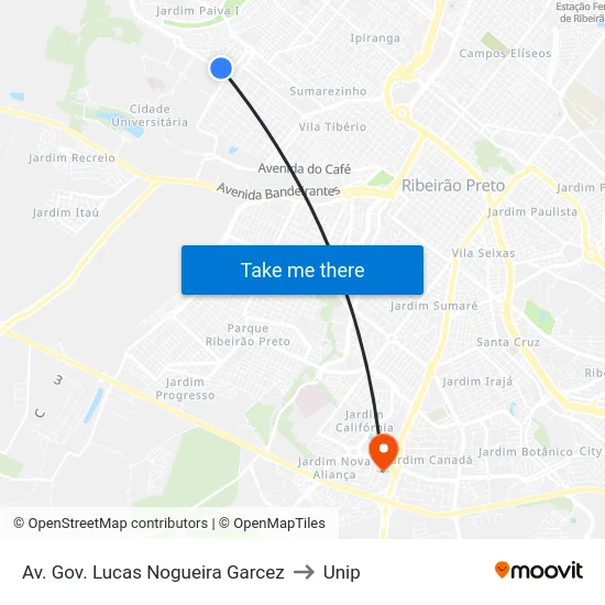 Av. Gov. Lucas Nogueira Garcez to Unip map