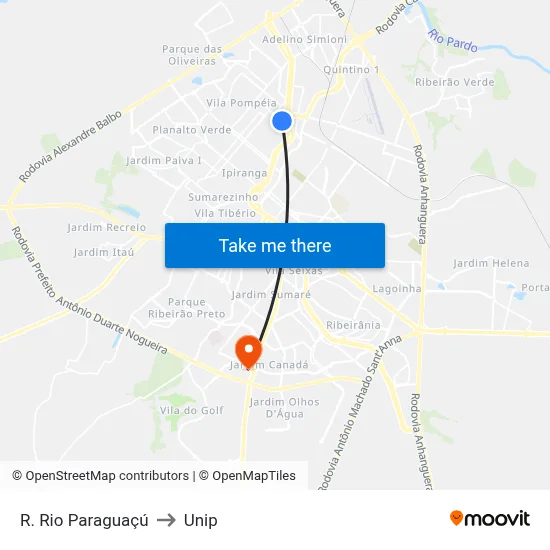 R. Rio Paraguaçú to Unip map