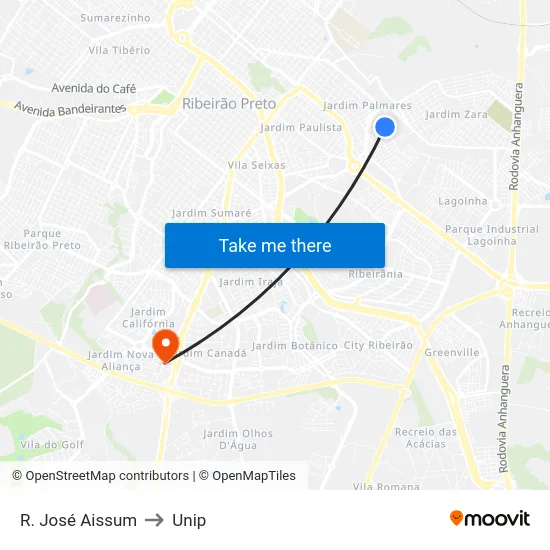 R. José Aissum to Unip map