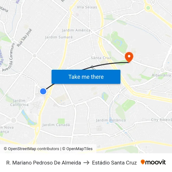 R. Mariano Pedroso De Almeida to Estádio Santa Cruz map