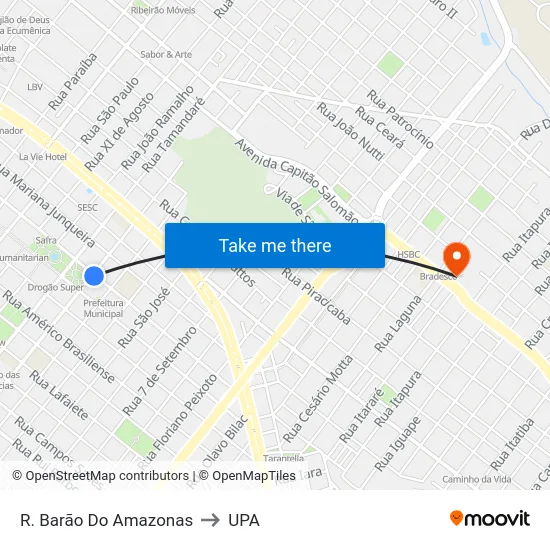R. Barão Do Amazonas to UPA map