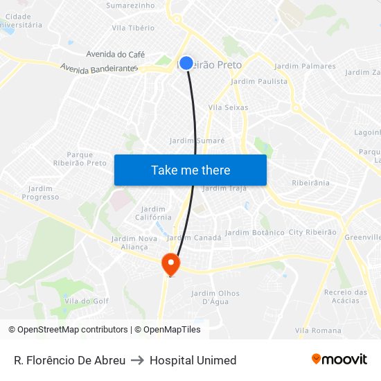 R. Florêncio De Abreu to Hospital Unimed map