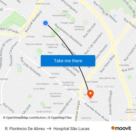 R. Florêncio De Abreu to Hospital São Lucas map