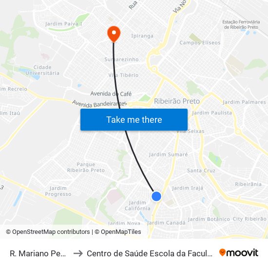 R. Mariano Pedroso De Almeida to Centro de Saúde Escola da Faculdade de Medicina de Ribeirão Preto map