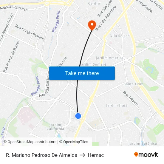 R. Mariano Pedroso De Almeida to Hemac map