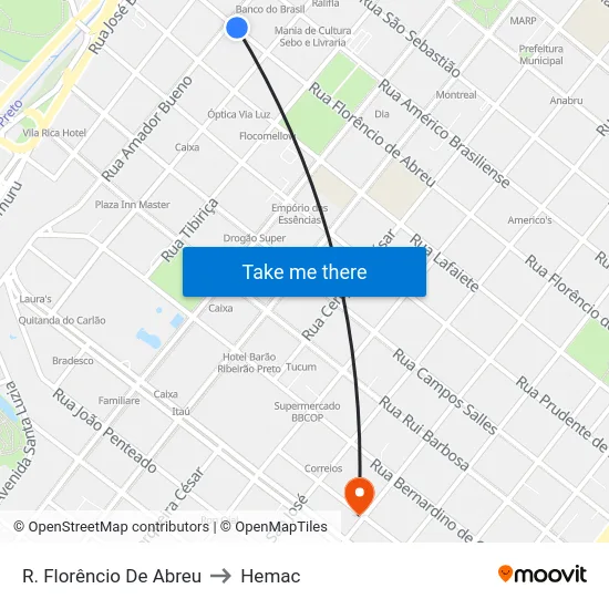 R. Florêncio De Abreu to Hemac map
