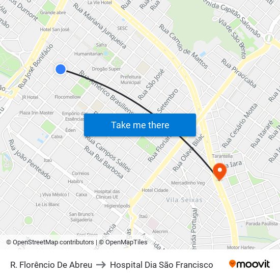 R. Florêncio De Abreu to Hospital Dia São Francisco map