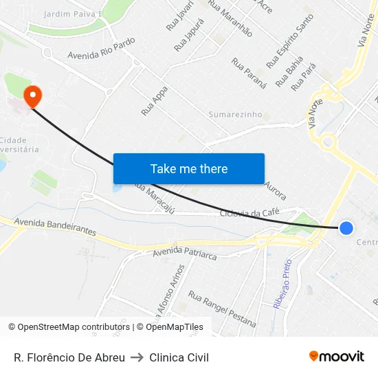 R. Florêncio De Abreu to Clinica Civil map