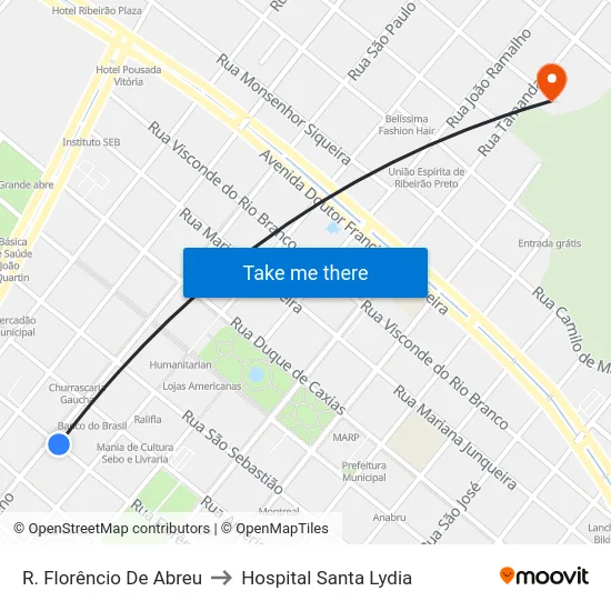 R. Florêncio De Abreu to Hospital Santa Lydia map