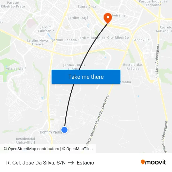 R. Cel. José Da Silva, S/N to Estácio map
