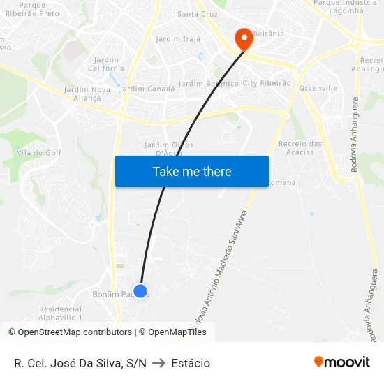 R. Cel. José Da Silva, S/N to Estácio map