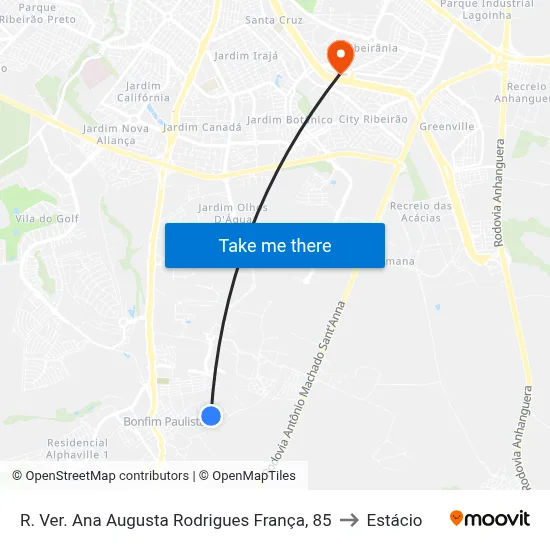 R. Ver. Ana Augusta Rodrigues França, 85 to Estácio map