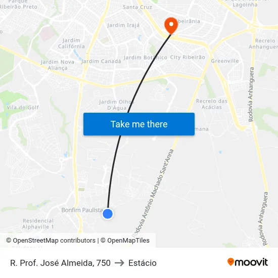 R. Prof.  José Almeida, 750 to Estácio map