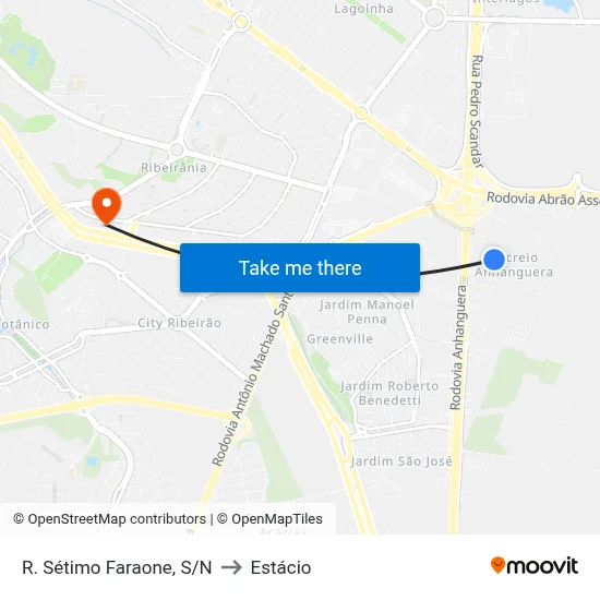 R.  Sétimo Faraone, S/N to Estácio map