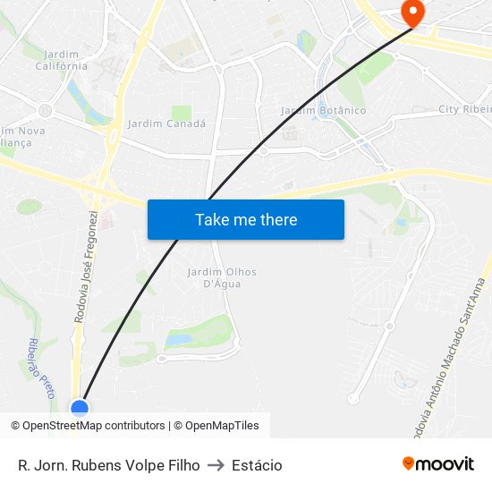 R. Jorn. Rubens Volpe Filho to Estácio map