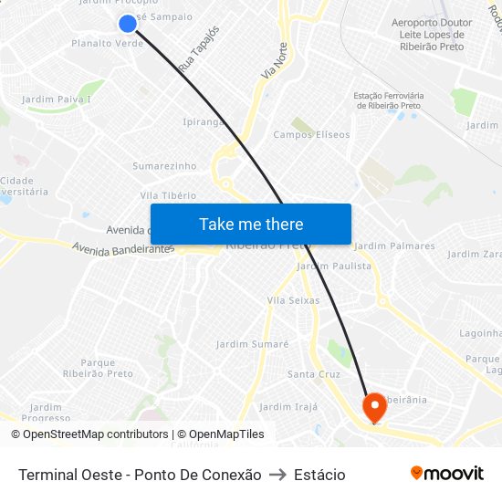 Terminal Oeste - Ponto De Conexão to Estácio map