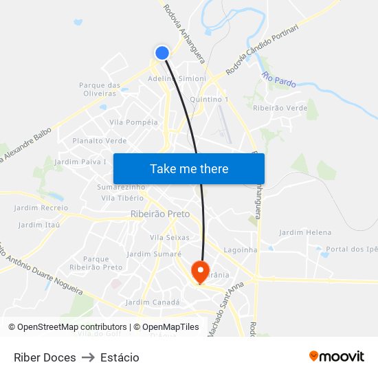 Riber Doces to Estácio map