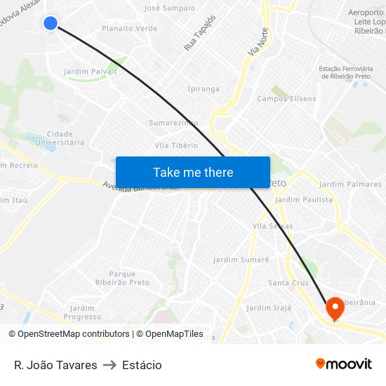 R. João Tavares to Estácio map