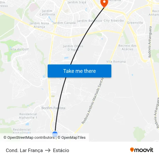 Cond. Lar França to Estácio map
