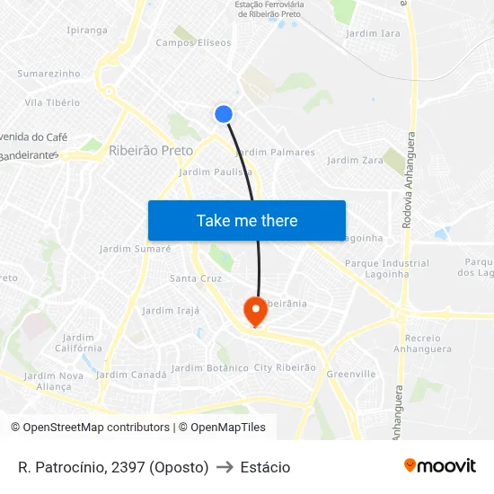 R. Patrocínio, 2397 (Oposto) to Estácio map