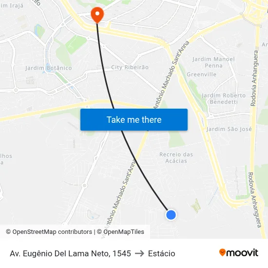 Av. Eugênio Del Lama Neto, 1545 to Estácio map