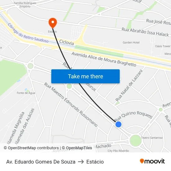 Av. Eduardo Gomes De Souza to Estácio map