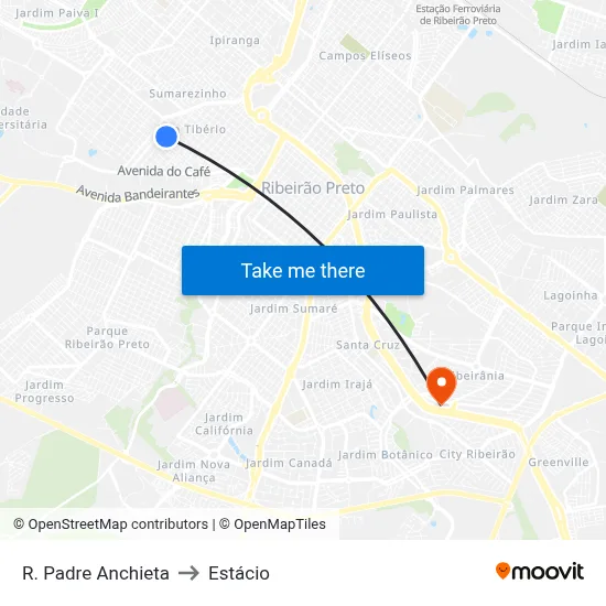 R. Padre Anchieta to Estácio map