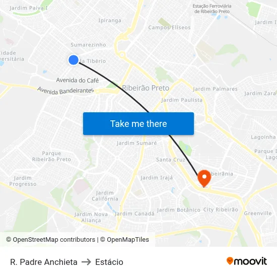 R. Padre Anchieta to Estácio map