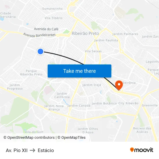 Av. Pio XII to Estácio map