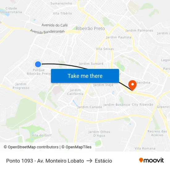 Ponto 1093 - Av. Monteiro Lobato to Estácio map