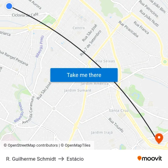 R. Guilherme Schmidt to Estácio map