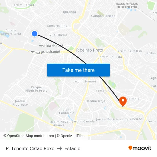 R. Tenente Catão Roxo to Estácio map