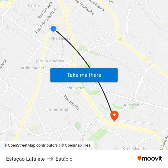 Estação Lafaiete to Estácio map