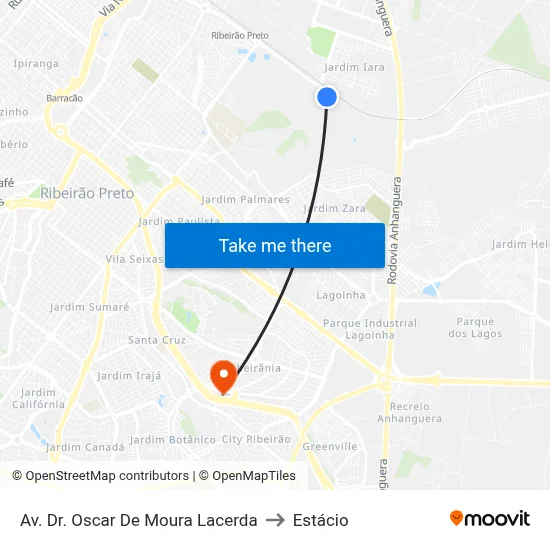 Av. Dr. Oscar De Moura Lacerda to Estácio map