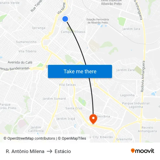 R. Antônio Milena to Estácio map