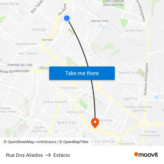 Rua Dos Aliados to Estácio map