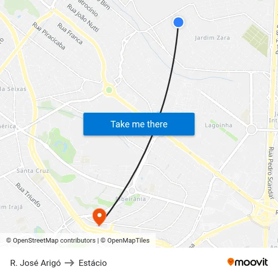 R. José Arigó to Estácio map