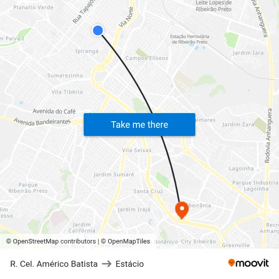 R. Cel. Américo Batista to Estácio map
