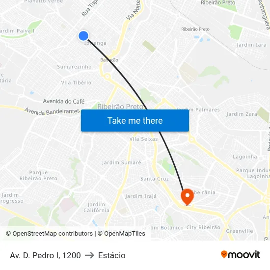 Av. D. Pedro I, 1200 to Estácio map
