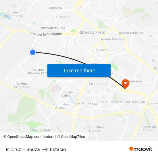R. Cruz E Souza to Estácio map