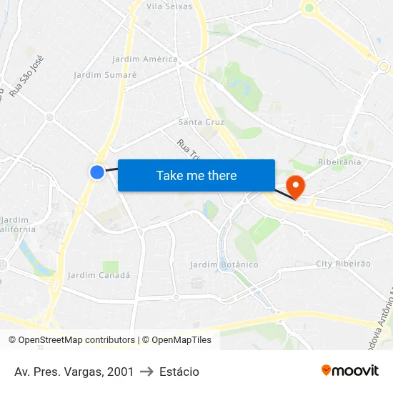 Av. Pres. Vargas, 2001 to Estácio map