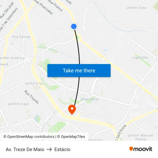 Av. Treze De Maio to Estácio map