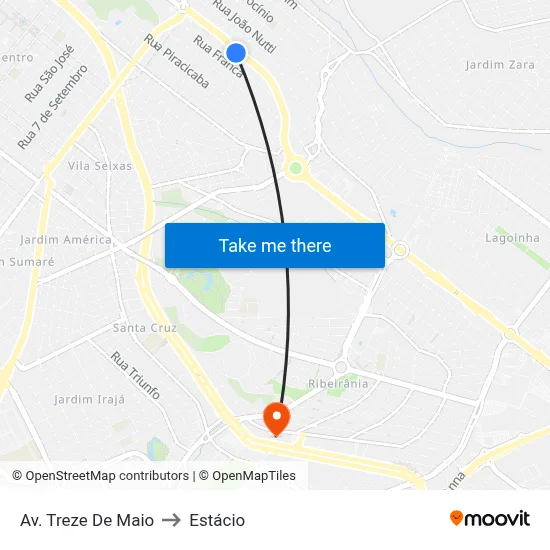 Av. Treze De Maio to Estácio map
