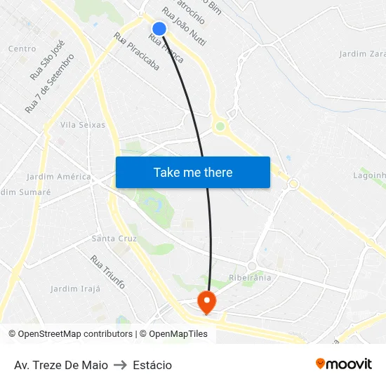 Av. Treze De Maio to Estácio map