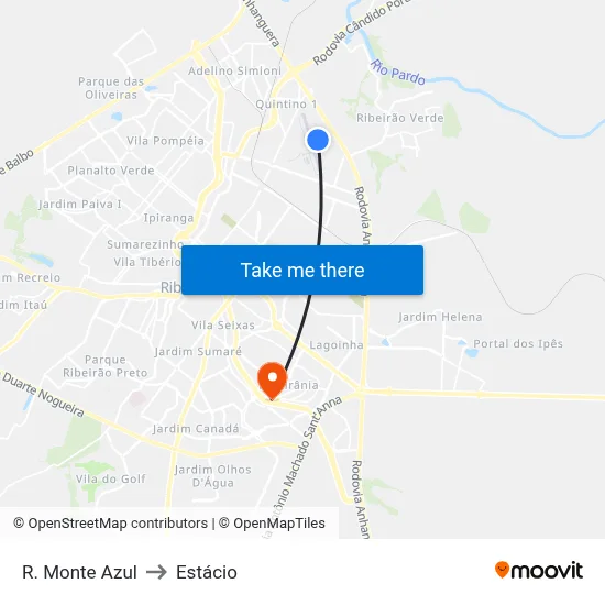 R. Monte Azul to Estácio map