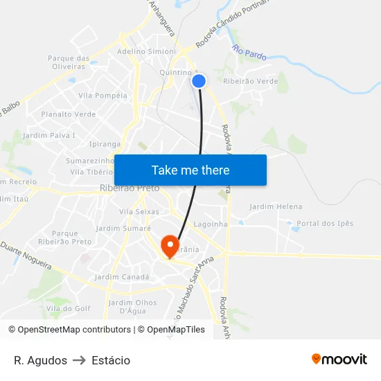 R. Agudos to Estácio map