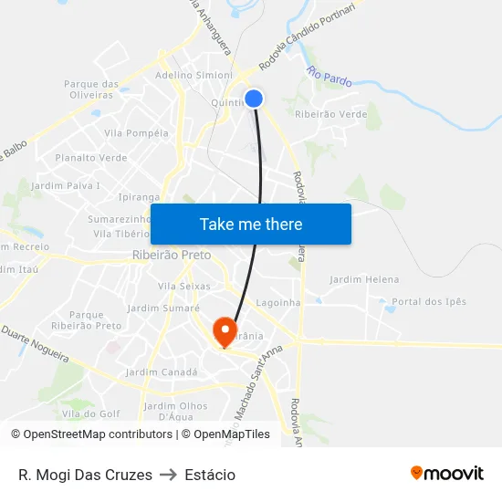 R. Mogi Das Cruzes to Estácio map