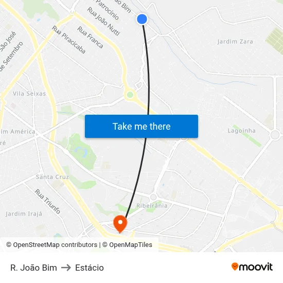 R. João Bim to Estácio map