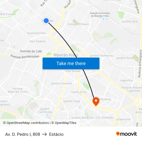 Av. D. Pedro I, 808 to Estácio map